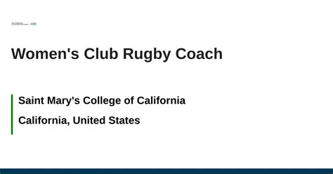 rugby coaching jobs in usa.